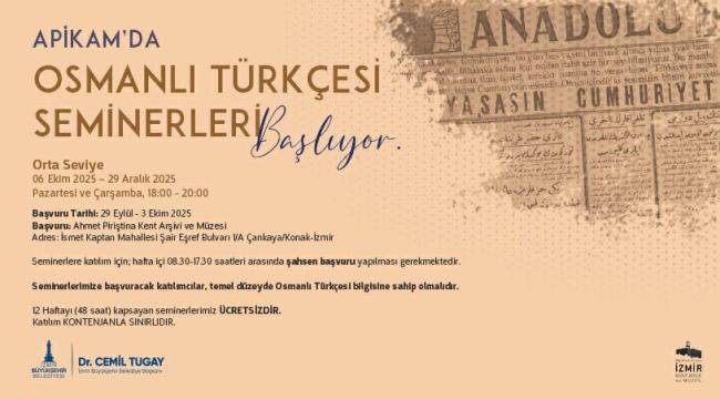 APİKAM'da "Orta Seviye Osmanlı Türkçesi Seminerleri" Başlıyor!